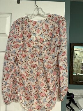 Veronica Beard Multicolor Floral Blouse - Pink, Blue & Brown